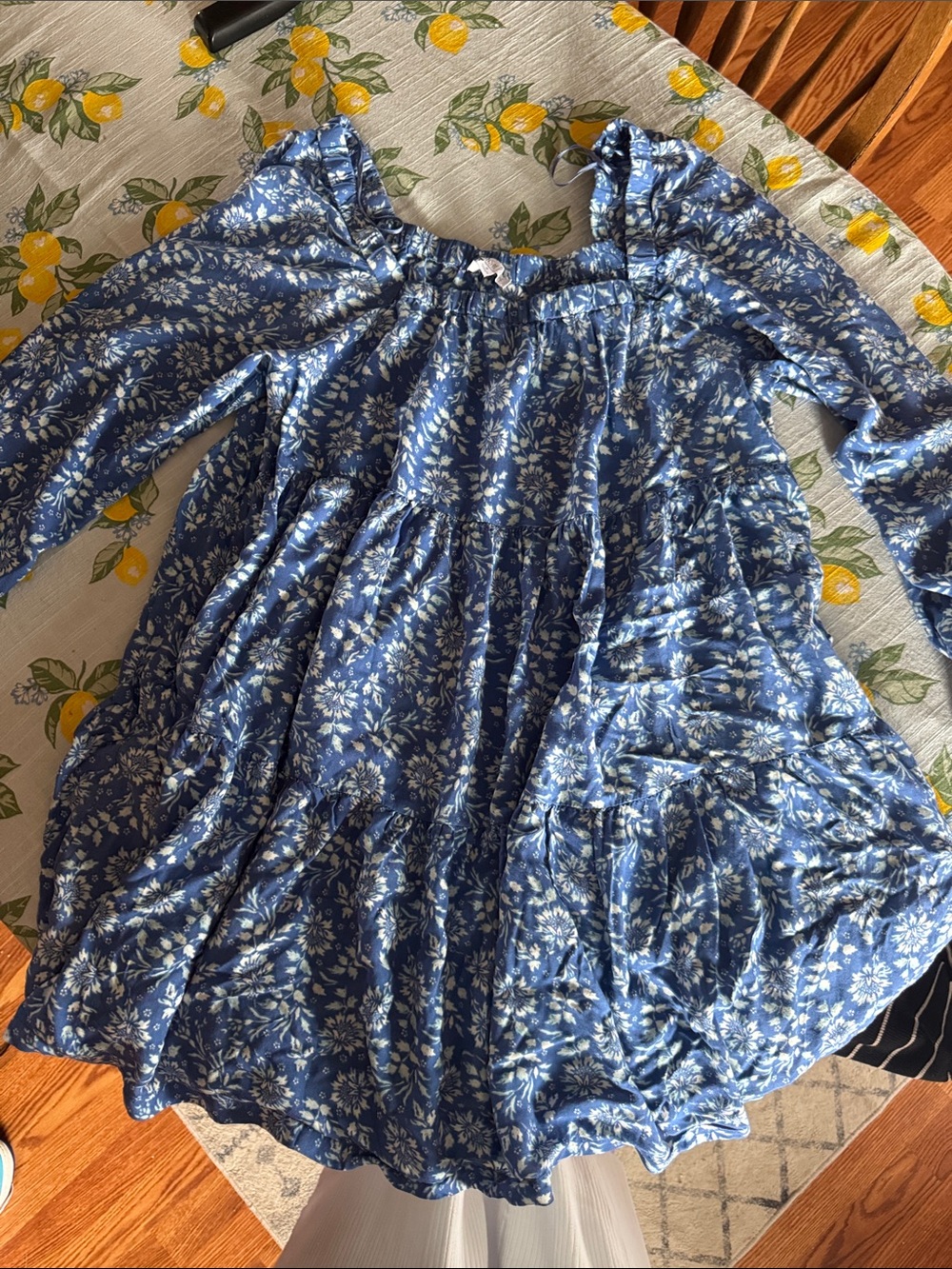 Blue Floral Tiered Dress